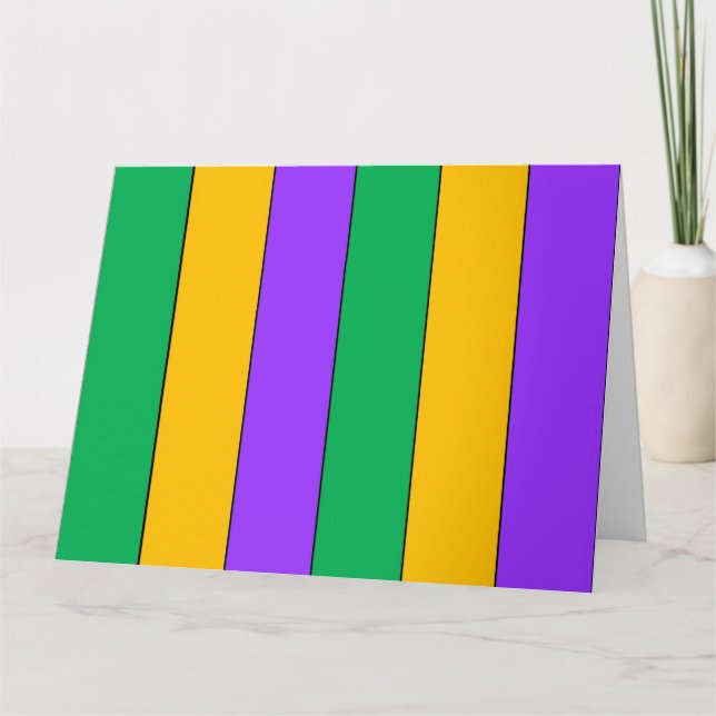 Mardi Gras Stripes Pattern Purple Green Yellow Card (Front)