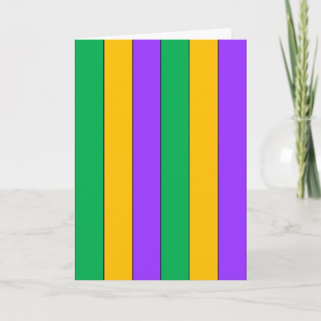 Mardi Gras Stripes Pattern Purple Green Yellow Card (Front)