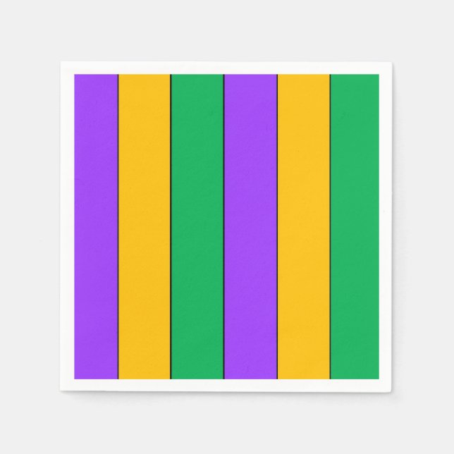 Mardi Gras Stripes Pattern Purple Green Yellow Napkin (Front)