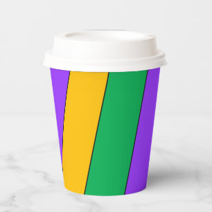Mardi Gras Stripes Pattern Purple Green Yellow Pap Paper Cups