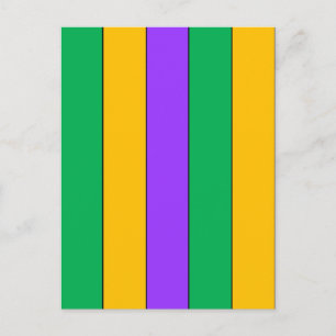 Mardi Gras Stripes Pattern Purple Green Yellow Postcard