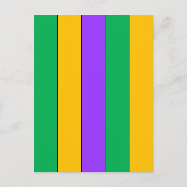 Mardi Gras Stripes Pattern Purple Green Yellow Postcard (Front)