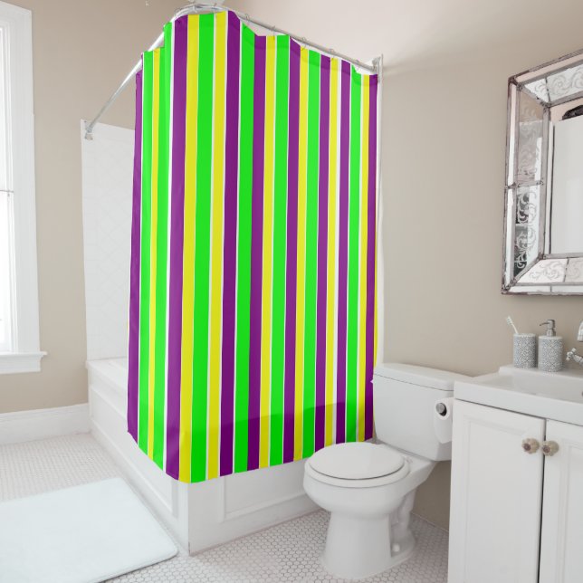 Mardi Gras Stripes Shower Curtain (In Situ)