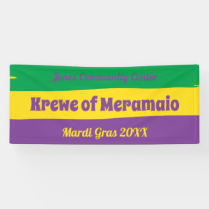 Mardi Gras stripes with custom text Banner