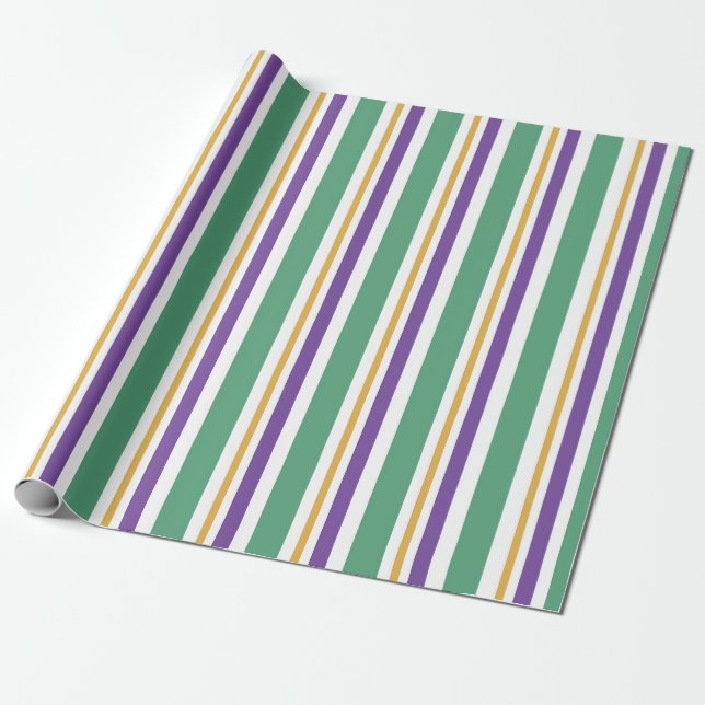 Mardi Gras Stripes Wrapping Paper (Unrolled)