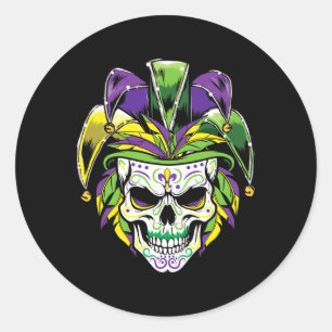 Mardi Gras Sugar Skull Day Of Dead Carnival Party Classic Round Sticker