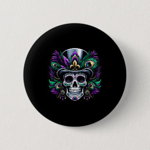 Mardi Gras Sugar Skull Festive Costume Top Dia De  6 Cm Round Badge