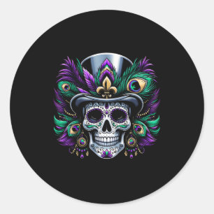 Mardi Gras Sugar Skull Festive Costume Top Dia De Classic Round Sticker