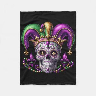 Mardi Gras Sugar Skull Outfit Costume Men Women Ma Fleece Blanket