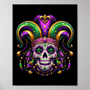 Mardi Gras Sugar Skull Outfit Costume Men Women Ma Poster