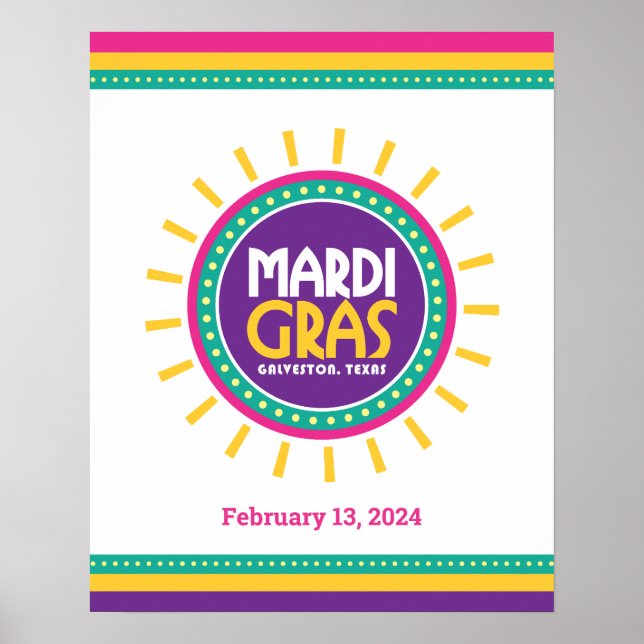 Mardi Gras Sun, Galveston, Texas Poster (Front)