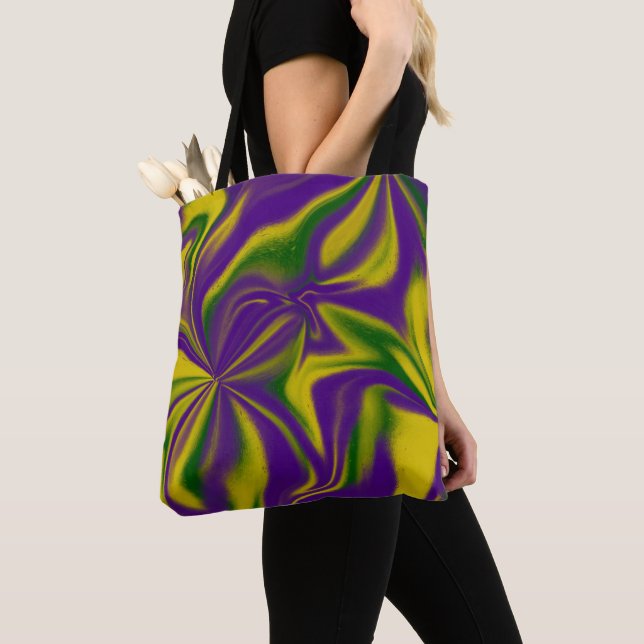 Mardi Gras Swirls Tote Bag (Close Up)