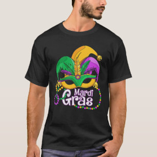 Mardi Gras T Mardi Gras 2022 Beads Mask Feathers T-Shirt