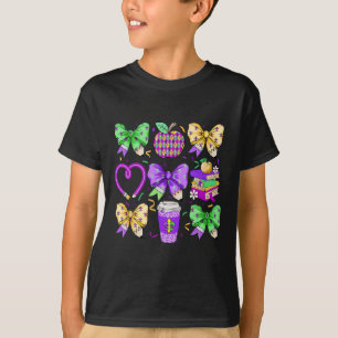 Mardi Gras Teacher Coquette Bow Pencil Apple Book T-Shirt