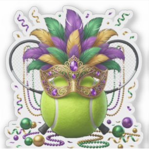Mardi Gras Tennis Ball Masquerade Mask Feathers   