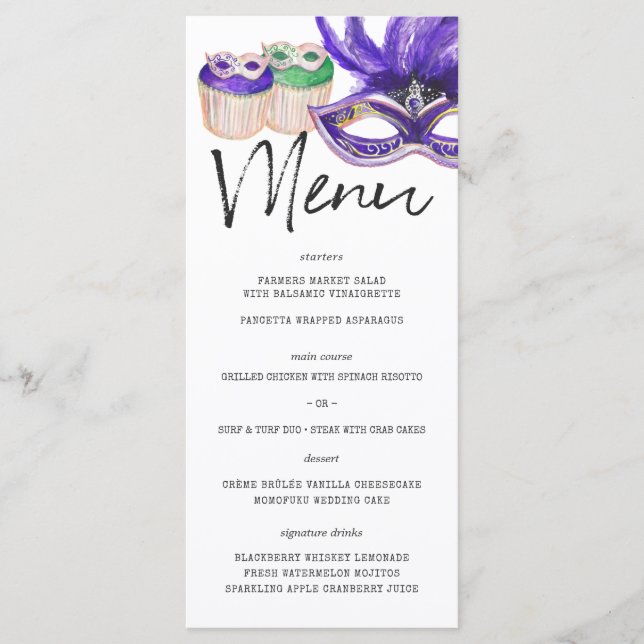 Mardi Gras Themed Menu Template (Front)
