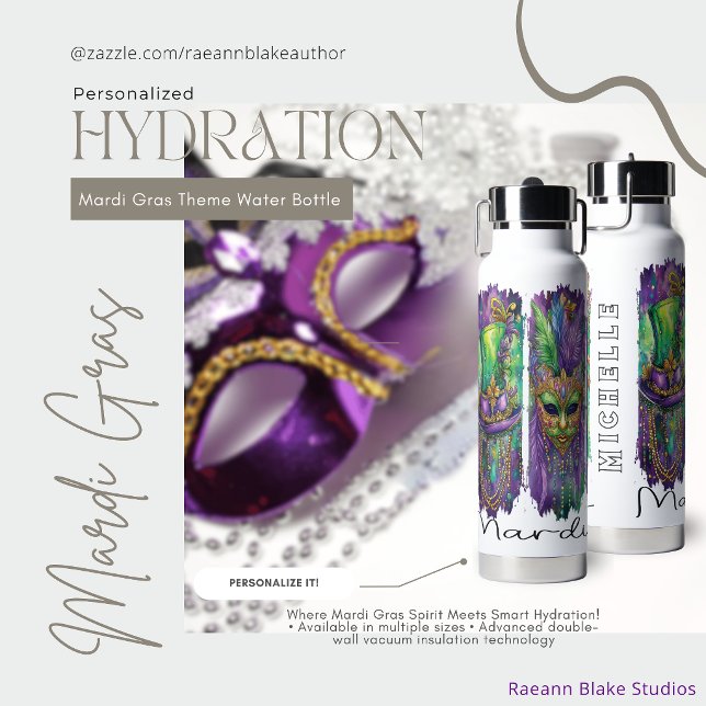 Mardi Gras Themed Thor Insulated Water Bottle (Creator Uploaded)