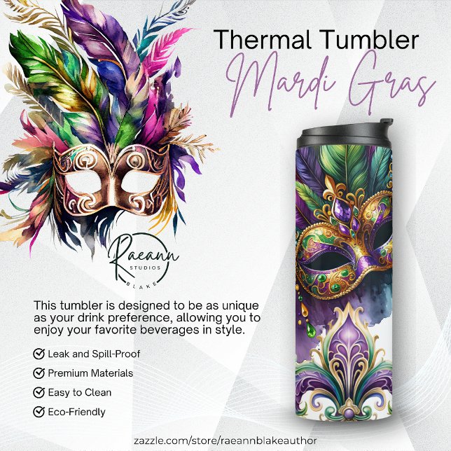 Mardi Gras Thermal Tumbler (Creator Uploaded)