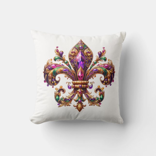 Mardi Gras Throw Pillow (Front)