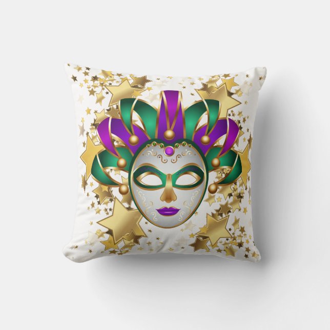 Mardi Gras Throw Pillow (Front)