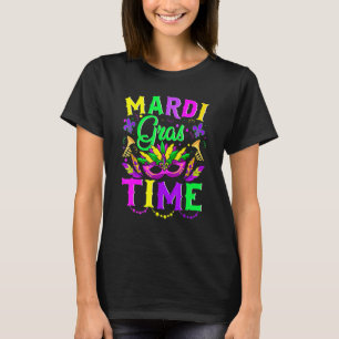 Mardi Gras Time Feathered Krewes Mask  Mardi Gras T-Shirt