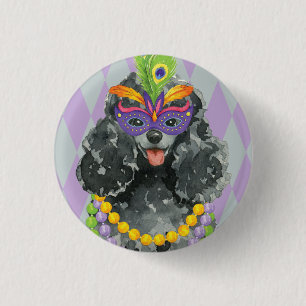 Mardi Gras Toy Poodle 3 Cm Round Badge