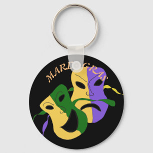 Mardi Gras Tragic, Comic Mask Colourful Key Ring