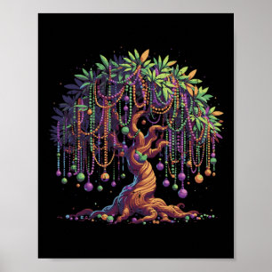 Mardi Gras Tree Beads Fat Tuesday Carnival Men Wom Poster