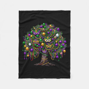 Mardi Gras Tree Beads New Orleans 2025 Festival Be Fleece Blanket