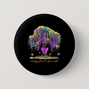 Mardi Gras Tree Beads New Orleans 2025 Watercolor 6 Cm Round Badge