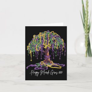 Mardi Gras Tree Beads New Orleans 2025 Watercolor  Card