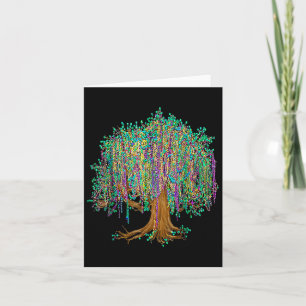 Mardi Gras Tree Beads New Orleans 2025 Watercolor  Card