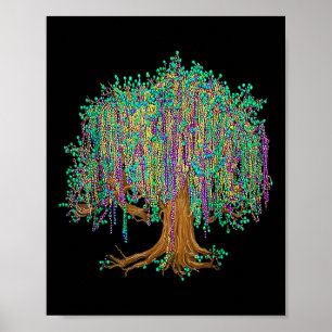 Mardi Gras Tree Beads New Orleans 2025 Watercolor Poster