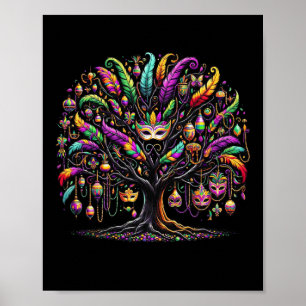 Mardi Gras Tree Beads New Orleans Festival  Poster