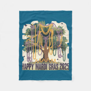 Mardi Gras Tree Carnival New 2024 For Women Valent Fleece Blanket
