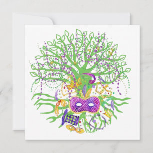 Mardi gras tree invitation