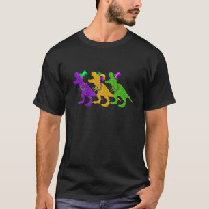 Mardi Gras Trex Dinosaur Costume Party Lover Men W T-Shirt