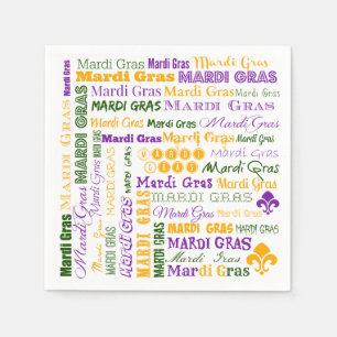 Mardi Gras Tri-Coloured Multi-Font Napkins