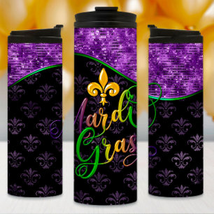 Mardi Gras Tumbler, Purple Glitter, Purple Thermal Tumbler