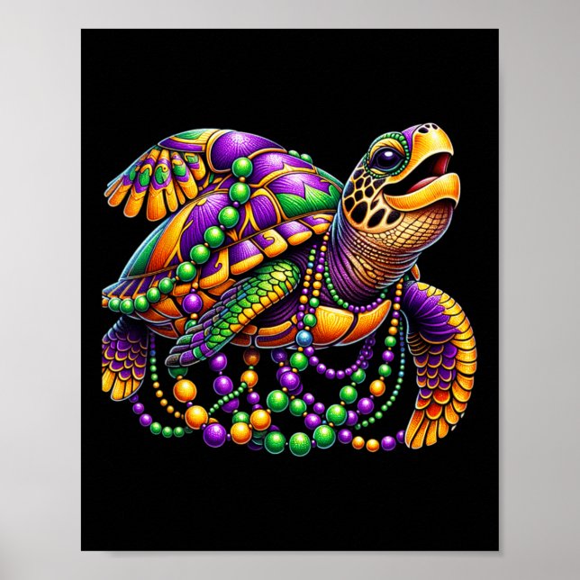 Mardi Gras Turtle Party Mardi Gras Lover  Poster (Front)
