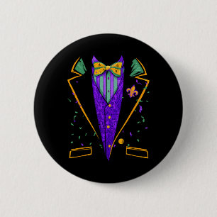 Mardi Gras Tuxedo Costume Funny Carnival Design  6 Cm Round Badge