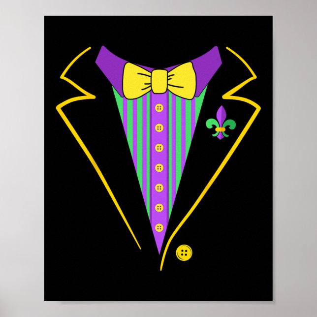 Mardi Gras Tuxedo Suit For New Orleans Costume Mas Poster (Front)