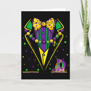 Mardi Gras Tuxedo Vest Party Suit Carnival Parade Card