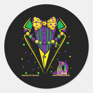 Mardi Gras Tuxedo Vest Party Suit Carnival Parade Classic Round Sticker