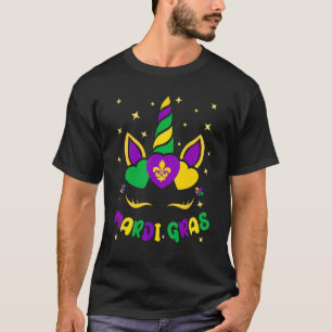 Mardi Gras Unicorn 2023 Mask Party Womens Girls Ki T-Shirt