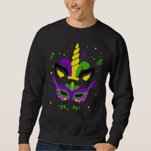 Mardi Gras Unicorn Mask Carnival Costume Youth Tod Sweatshirt