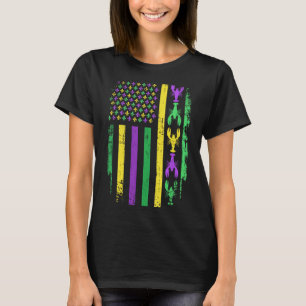 Mardi Gras US American flag with crawfish New Orle T-Shirt