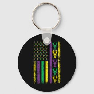 Mardi Gras Usa American Flag Crawfish Outfit Mardi Key Ring