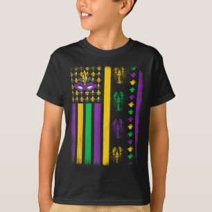 Mardi Gras Usa Flag Crawfish Mask Jeaster Hat Men T-Shirt