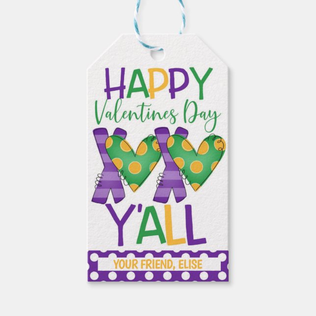 Mardi Gras Valentine Favour Tag (Front)